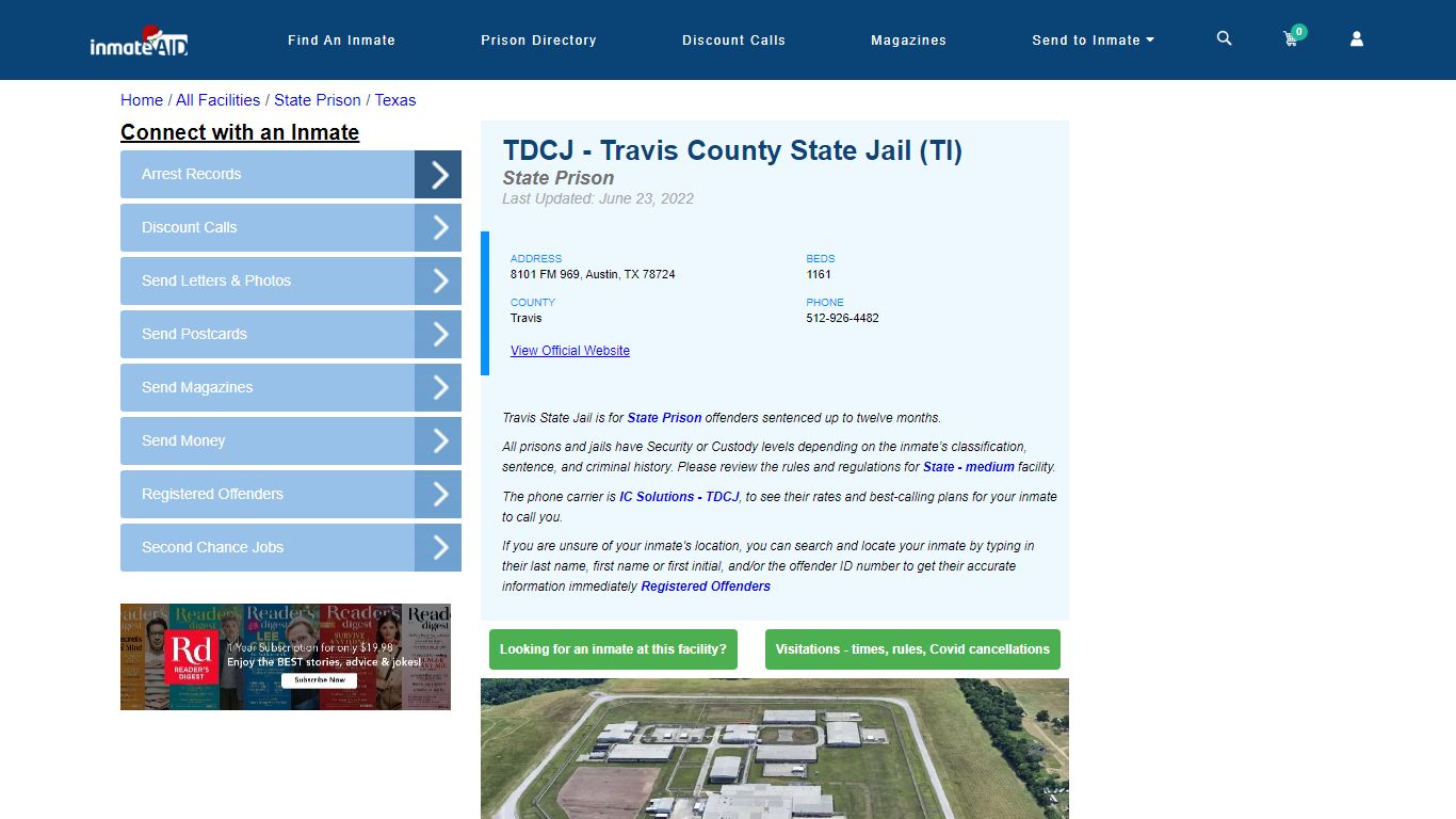 TDCJ - Travis County State Jail (TI) & Inmate Search - Austin, TX